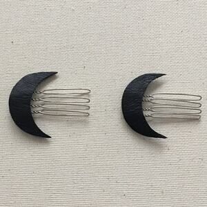 Artisan Handmade Black Crescent Moon Mini Hair Combs
